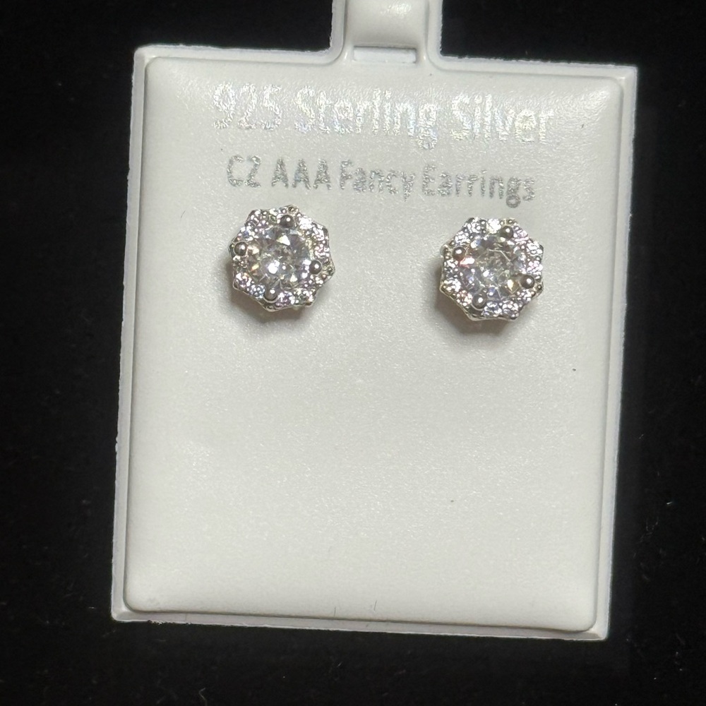 925 Sterling Silver CZ Earrings Set